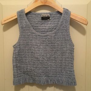 VINTAGE Women’s Sleeveless Blue Rushed Crop Top